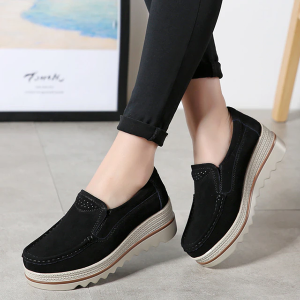 Orthopädische Wildlederschuhe Für Frauen Mit Breiten Füßen - Stil 1 Schwarz