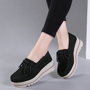 Orthopädische Wildlederschuhe Für Frauen Mit Breiten Füßen - Stil 2 Schwarz
