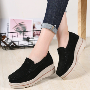Orthopädische Wildlederschuhe Für Frauen Mit Breiten Füßen - Stil 4 Schwarz