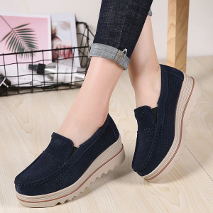 Orthopädische Wildlederschuhe Für Frauen Mit Breiten Füßen - Stil 4 Blau