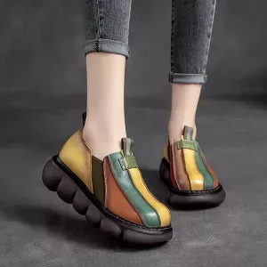Damenschuhe, Damen-Freizeitschuhe, Slip-On-Schuhe, bunte Schuhe, Schuhe mit dicker Sohle, regenbogenfarbene Schuhe, ethnische Schuhe