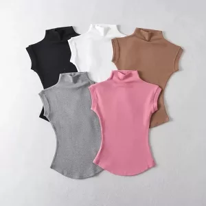 Rollkragenpullover, Rollkragen-T-Shirt, ärmelloser Rollkragenpullover
