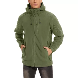 Fleecejacke, Winterjacke, taktische Jacke, Kapuzenjacke, Fleecejacke mit Kapuze, winddichte Jacke, Fleecejacke mit durchgehendem Reißverschluss