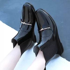 Damenstiefel, Gummistiefel, Regenstiefel, Schlupfstiefel, wasserdichte Regenstiefel, Stiefel mit niedrigem Absatz, Stiefeletten, kurze Stiefel