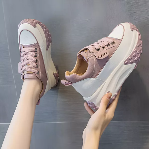 Damen-Sneaker, Plateau-Sneaker, klobige Sneaker, Sneaker aus echtem Leder