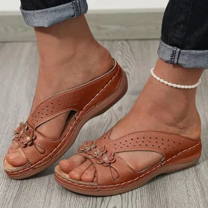 Damenhausschuhe, Damensandalen, Keilsandalen, bequeme Sandalen, Keilhausschuhe, rutschfeste Sandalen, Sommerschuhe, Sommerschlappen, florale Sandalen