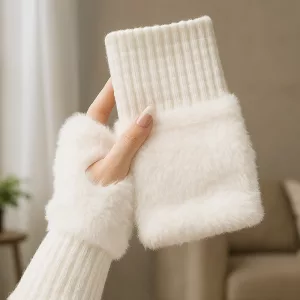 Halb-Finger-Handschuhe, fingerlose Handschuhe, flauschige Winterhandschuhe, fingerlose Fäustlinge, thermische fingerlose Handschuhe, Halbhandschuhe